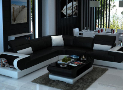 Designer Sofa Couch Corner sofa Luxury Upholstery Suite Living landscape L-shape LED